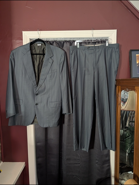 Brioni Other - Brioni 2pc Suit Green Herringbone Striped Wool Mens Made In Italy 56